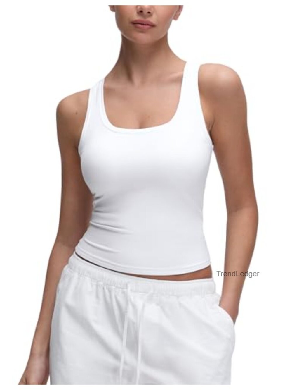 Scoop Neck Tank Top Sleeveless Fitted Yoga Activewear